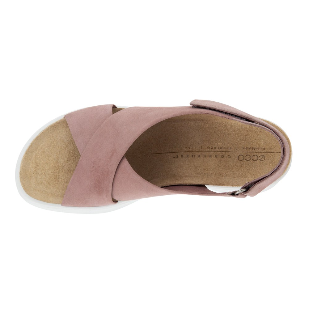 Sandalias Mujer - ECCO Flowt Wedge Cork - Rosas - FKZ658413